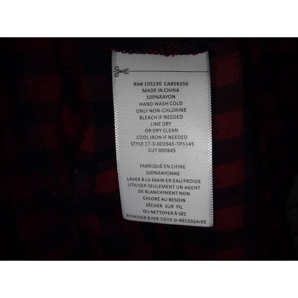 Joie Women's Blouse Size Small Hi-Low Henley Light Weight Flannel Red Black - Picture 6 of 6